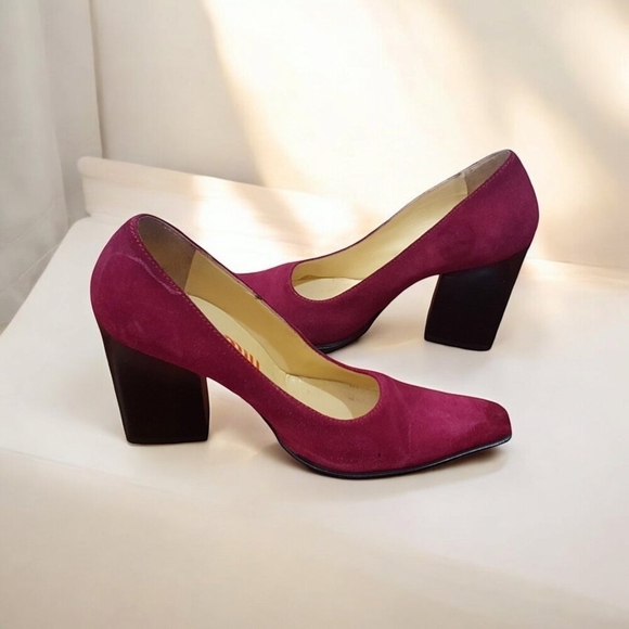 MIU MIU vintage suede wood block heels - EU 37.5 / 7 US - Picture 2 of 12